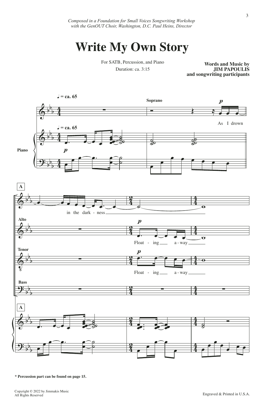 Jim Papoulis Write My Own Story Sheet Music Notes & Chords for SATB Choir - Download or Print PDF