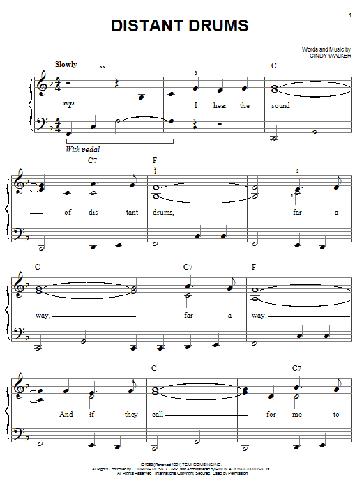Jim Reeves Distant Drums Sheet Music Notes & Chords for Piano, Vocal & Guitar Chords (Right-Hand Melody) - Download or Print PDF