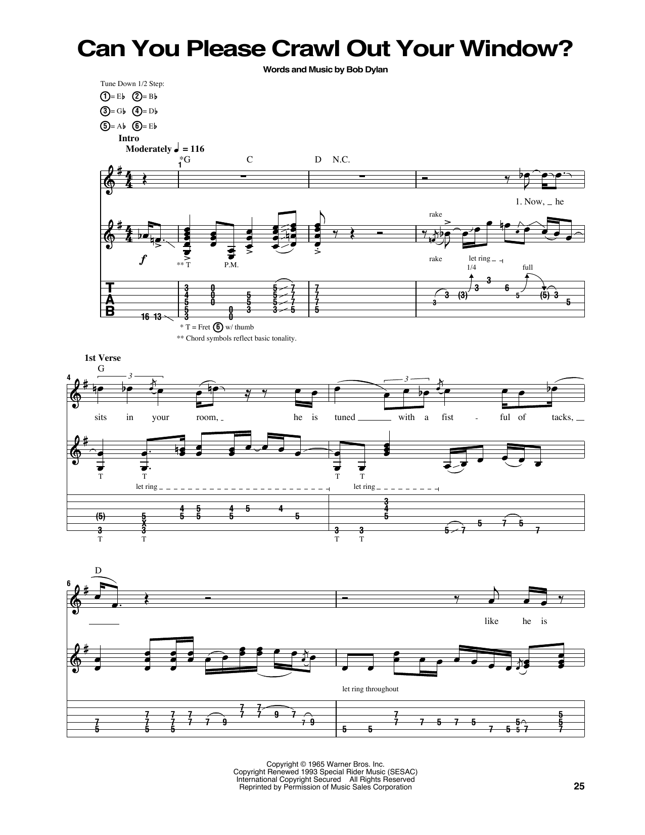 Jimi Hendrix Can You Please Crawl Out Your Window? Sheet Music Notes & Chords for Guitar Tab - Download or Print PDF