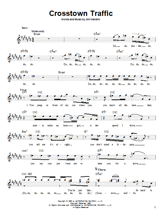 Jimi Hendrix Crosstown Traffic Sheet Music Notes & Chords for Guitar Tab - Download or Print PDF