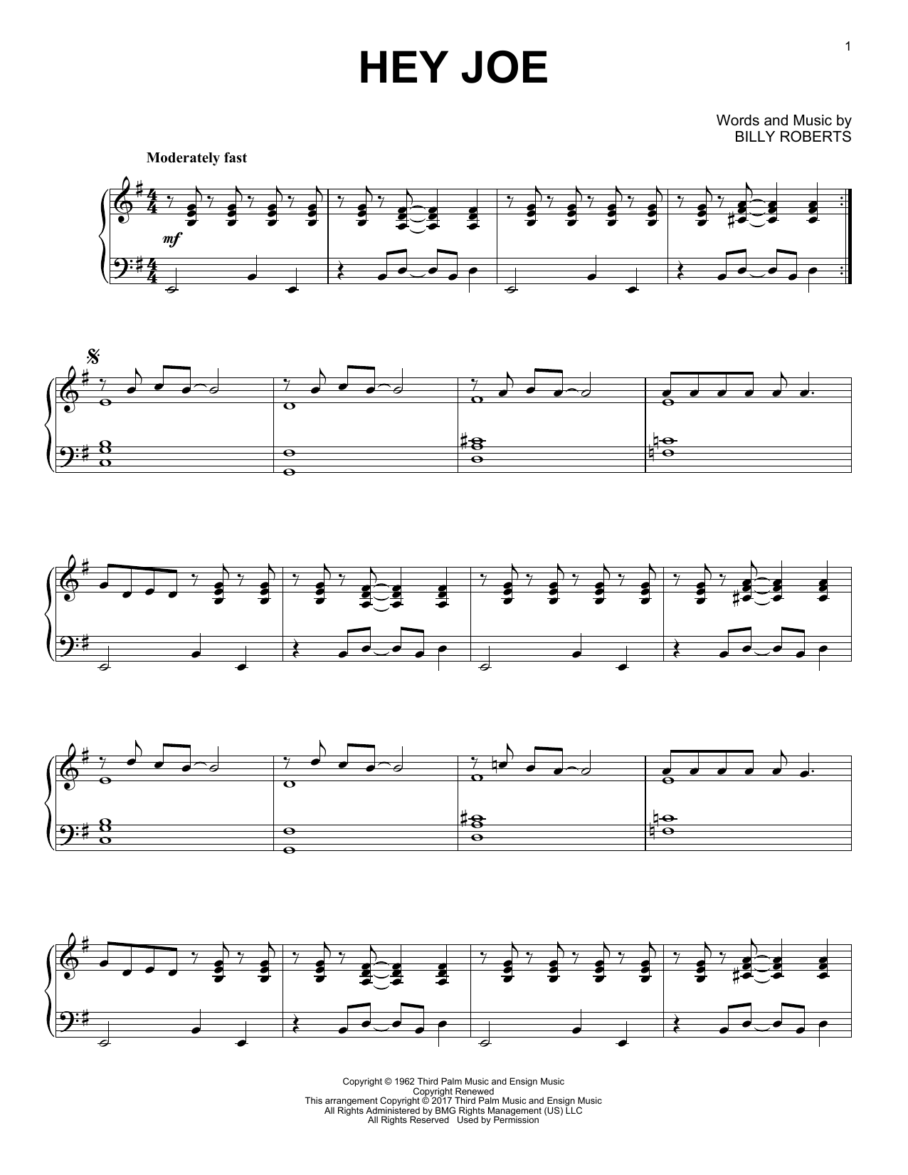 Jimi Hendrix Hey Joe [Jazz version] Sheet Music Notes & Chords for Piano Solo - Download or Print PDF