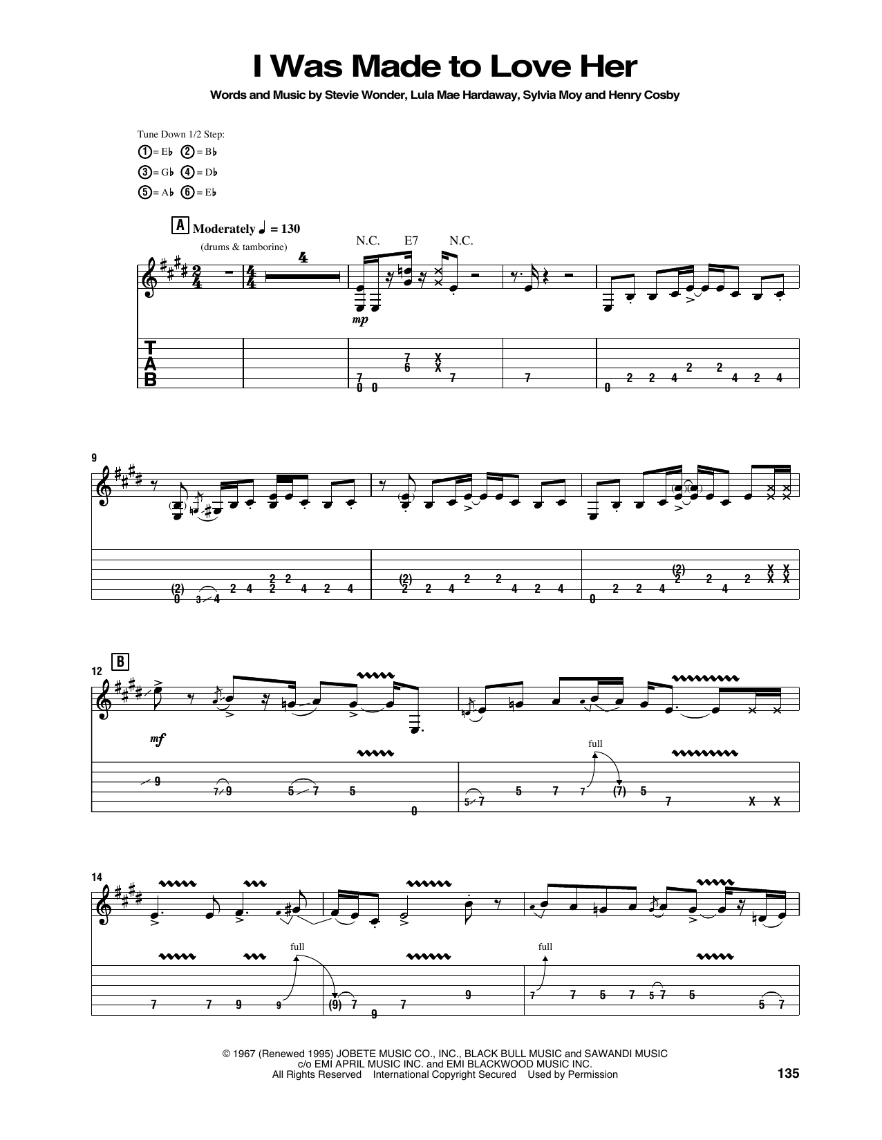 Jimi Hendrix I Was Made To Love Her Sheet Music Notes & Chords for Guitar Tab - Download or Print PDF