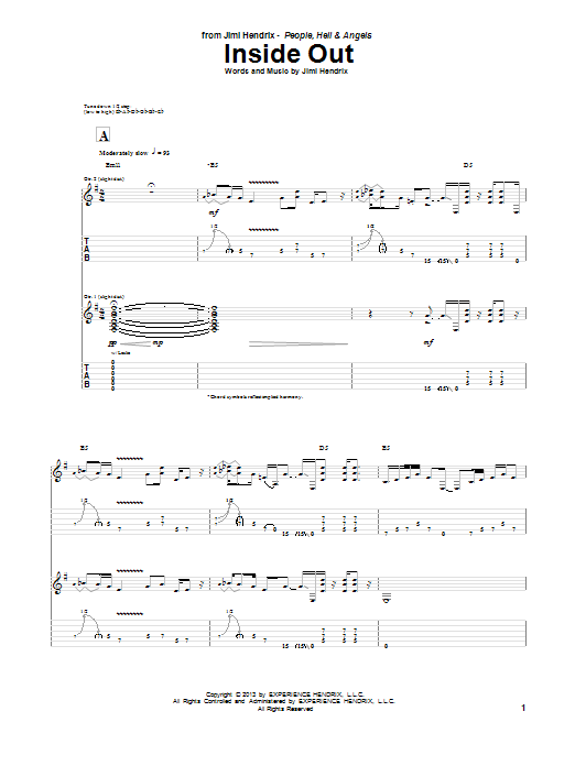 Jimi Hendrix Inside Out Sheet Music Notes & Chords for Guitar Tab - Download or Print PDF
