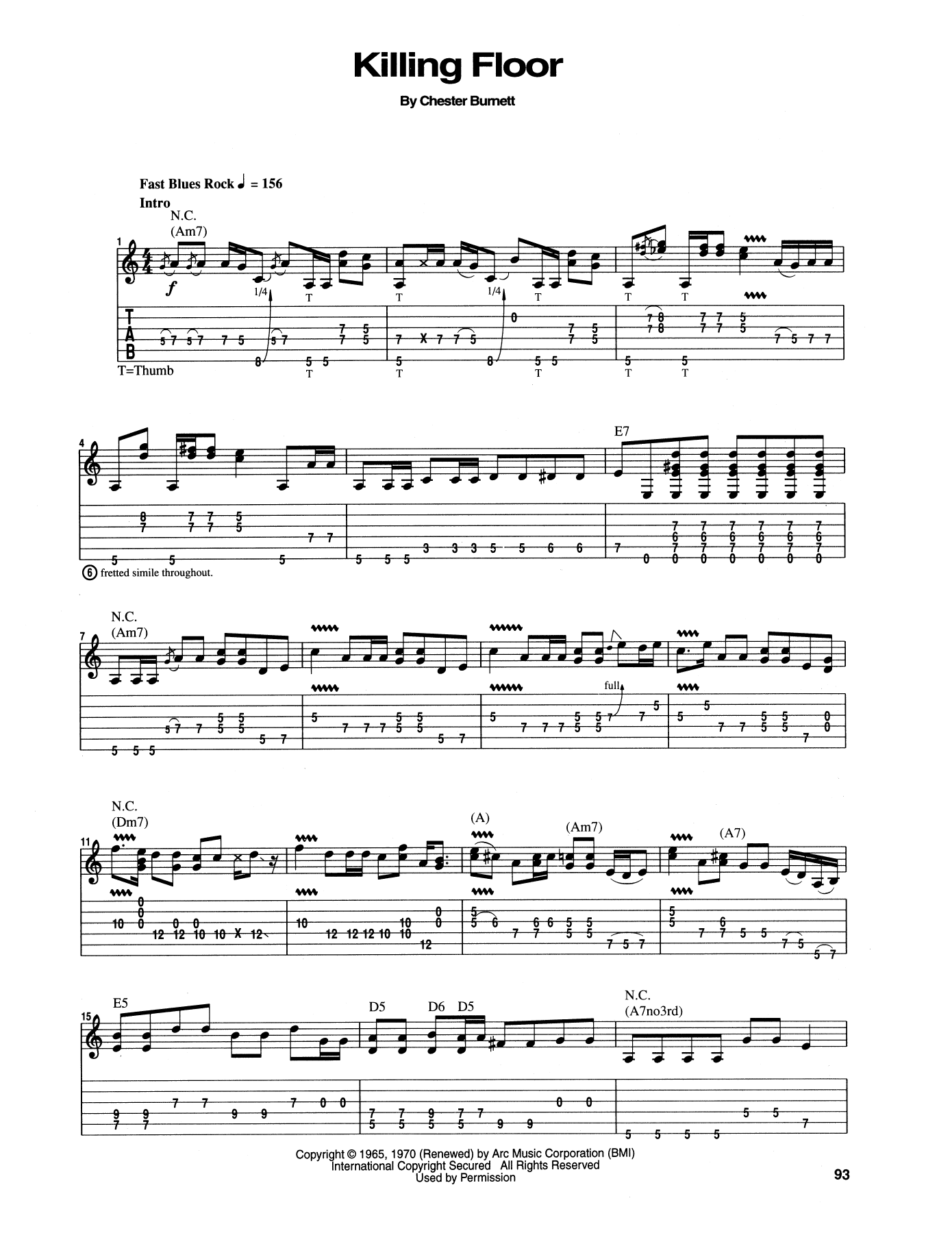 Jimi Hendrix Killing Floor Sheet Music Notes & Chords for Guitar Tab - Download or Print PDF