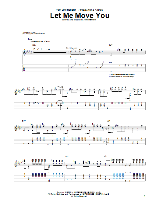 Jimi Hendrix Let Me Move You Sheet Music Notes & Chords for Guitar Tab - Download or Print PDF