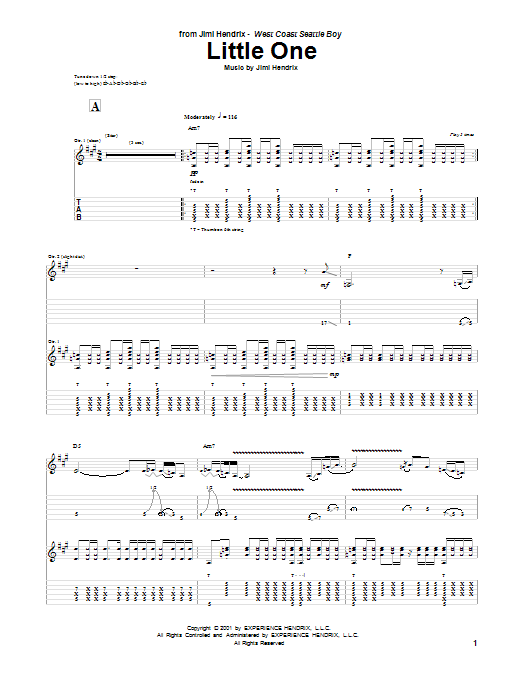 Jimi Hendrix Little One Sheet Music Notes & Chords for Guitar Tab - Download or Print PDF