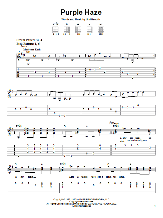 Jimi Hendrix Purple Haze Sheet Music Notes & Chords for Flute - Download or Print PDF