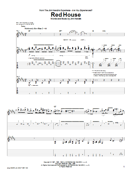 Jimi Hendrix Red House Sheet Music Notes & Chords for Banjo - Download or Print PDF