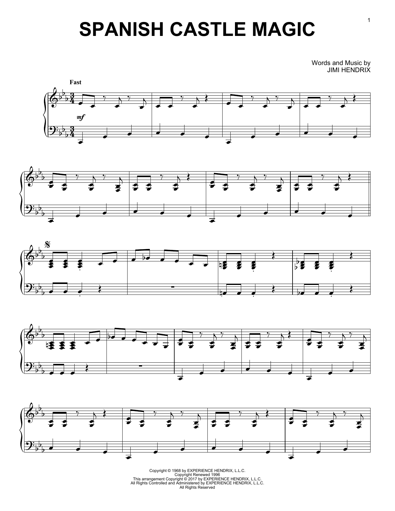 Jimi Hendrix Spanish Castle Magic [Jazz version] Sheet Music Notes & Chords for Piano Solo - Download or Print PDF