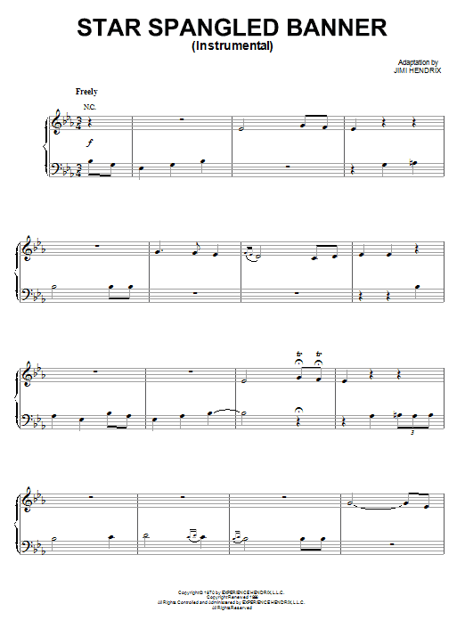 Jimi Hendrix Star Spangled Banner (Instrumental) Sheet Music Notes & Chords for Guitar Tab (Single Guitar) - Download or Print PDF