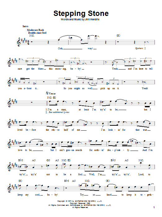 Jimi Hendrix Stepping Stone Sheet Music Notes & Chords for Guitar Tab - Download or Print PDF
