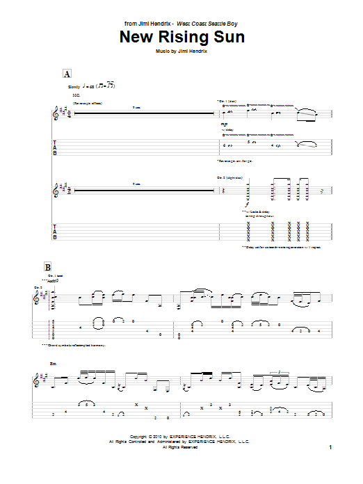 Jimi Hendrix The New Rising Sun Sheet Music Notes & Chords for Guitar Tab - Download or Print PDF