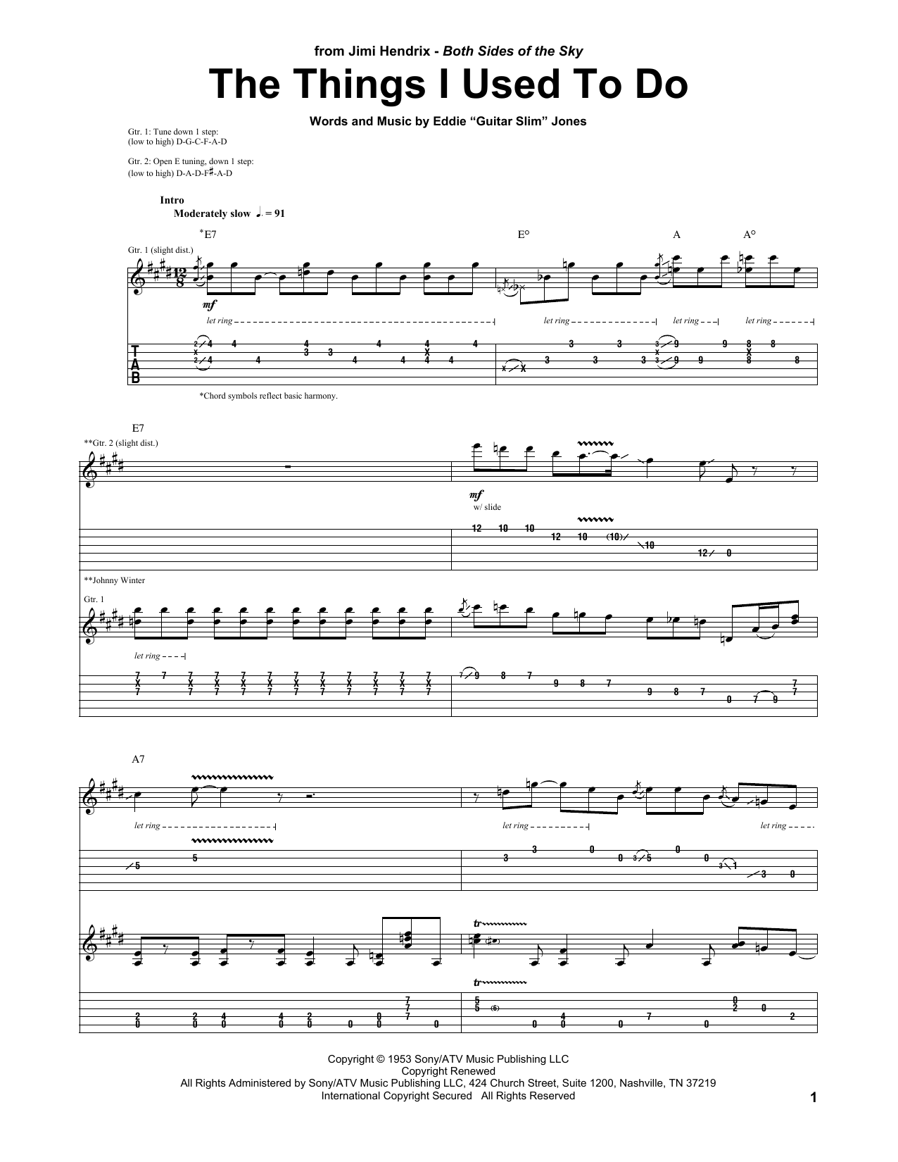 Jimi Hendrix The Things That I Used To Do Sheet Music Notes & Chords for Guitar Tab - Download or Print PDF