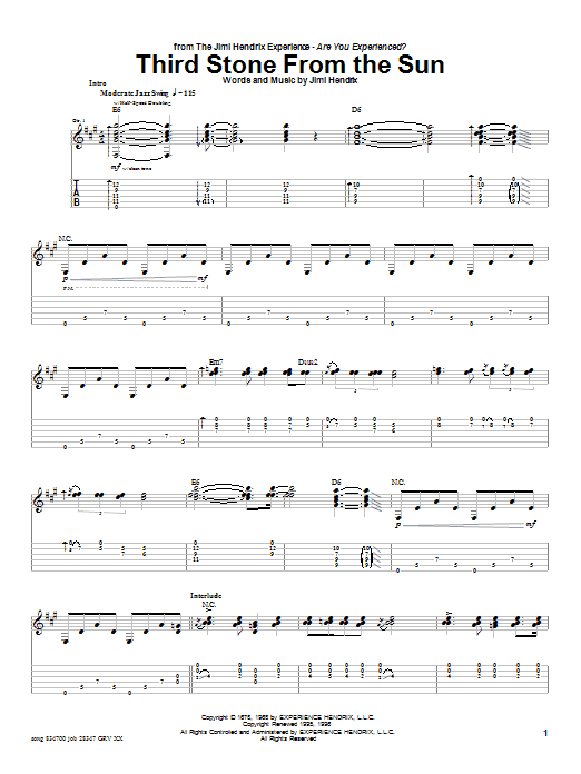 Jimi Hendrix Third Stone From The Sun Sheet Music Notes & Chords for Guitar Tab - Download or Print PDF