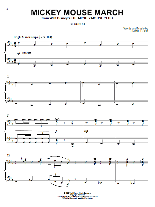 Jimmie Dodd Mickey Mouse March (from The Mickey Mouse Club) Sheet Music Notes & Chords for Mandolin - Download or Print PDF