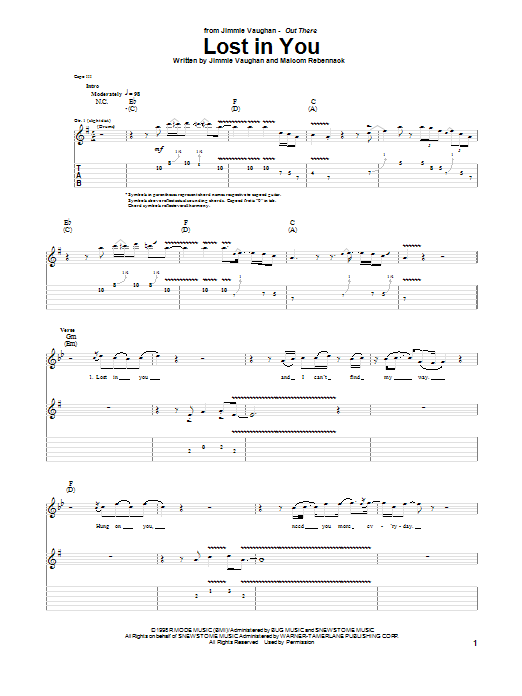 Jimmie Vaughan Lost In You Sheet Music Notes & Chords for Guitar Tab - Download or Print PDF