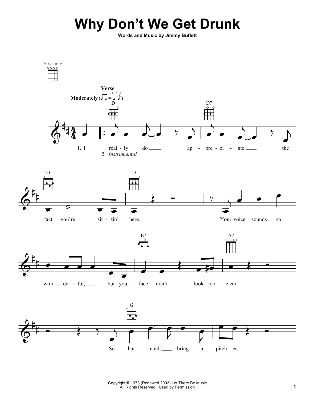 Jimmy Buffett Why Don't We Get Drunk Sheet Music Notes & Chords for Ukulele - Download or Print PDF Jimmy Buffett Why Don't We Get Drunk Sheet Music Notes & Chords for Ukulele - Download or Print PDF