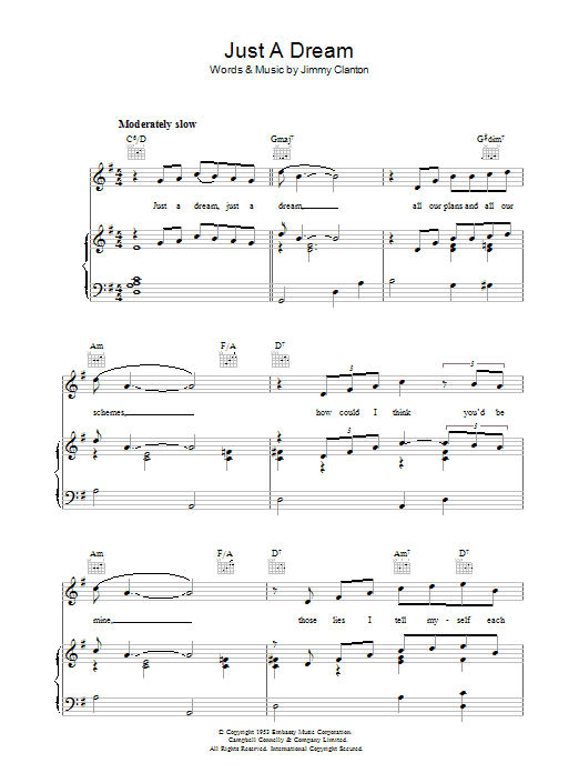 Jimmy Clanton Just A Dream Sheet Music Notes & Chords for Lyrics & Chords - Download or Print PDF