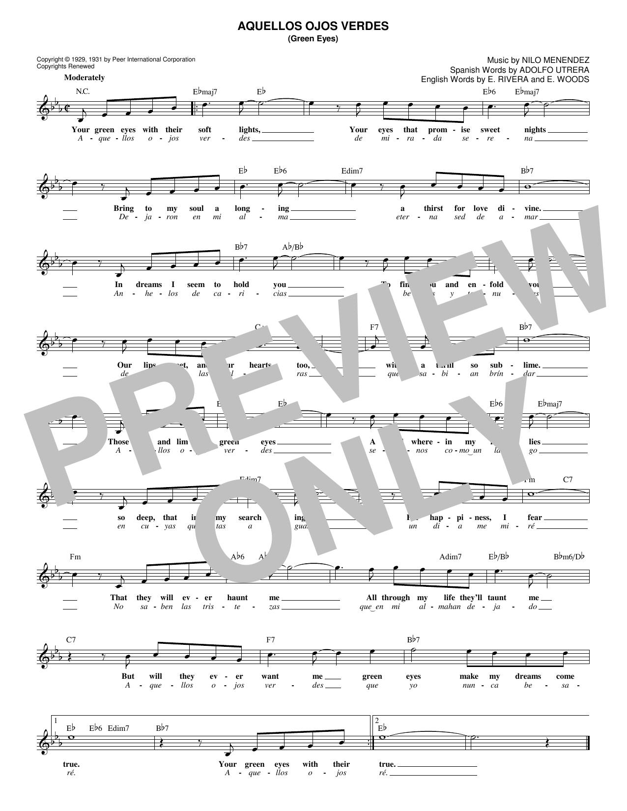 Jimmy Dorsey Aquellos Ojos Verdes (Green Eyes) Sheet Music Notes & Chords for Ukulele - Download or Print PDF