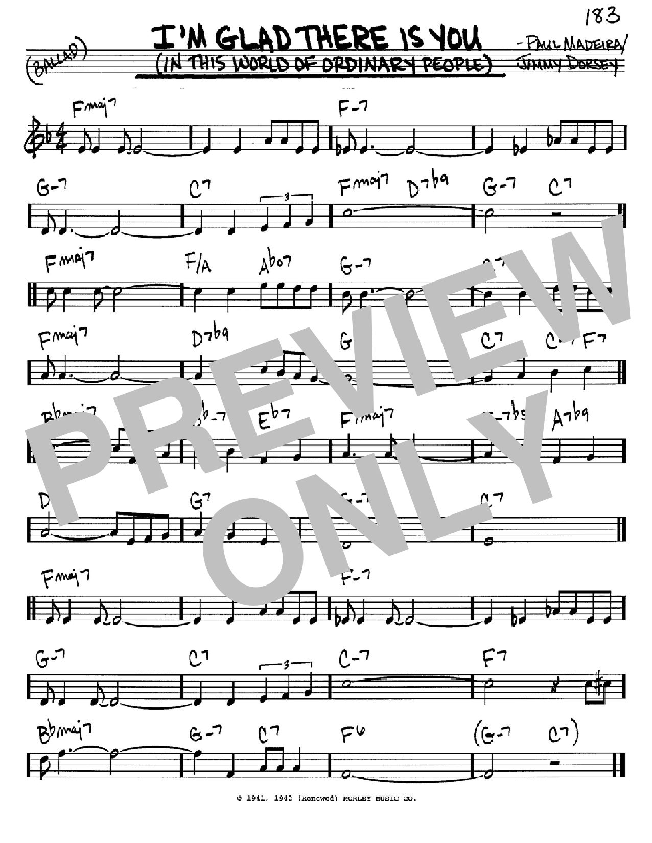 Jimmy Dorsey I'm Glad There Is You (In This World Of Ordinary People) Sheet Music Notes & Chords for Real Book – Melody, Lyrics & Chords - Download or Print PDF