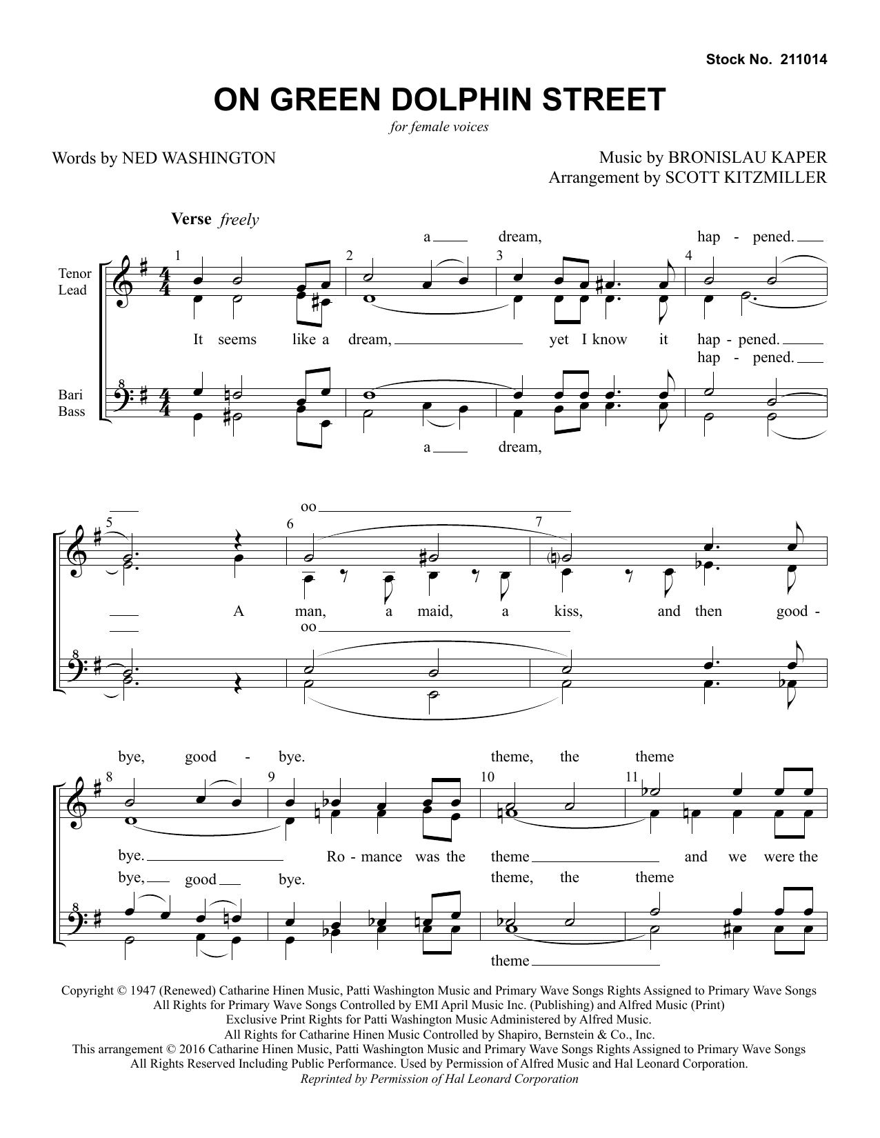 Jimmy Dorsey Orchestra On Green Dolphin Street (arr. Scott Kitzmiller) Sheet Music Notes & Chords for SSA Choir - Download or Print PDF