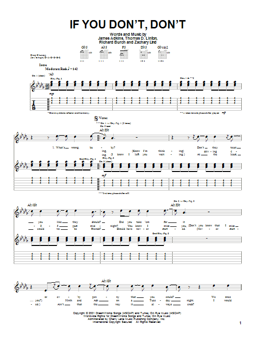 Jimmy Eat World If You Don't, Don't Sheet Music Notes & Chords for Guitar Tab - Download or Print PDF