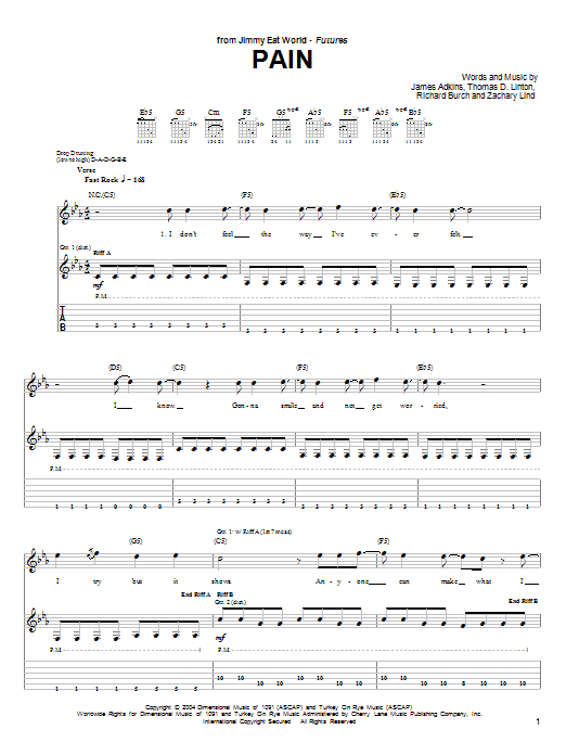 Jimmy Eat World Pain Sheet Music Notes & Chords for Guitar Tab - Download or Print PDF Jimmy Eat World Pain Sheet Music Notes & Chords for Guitar Tab - Download or Print PDF