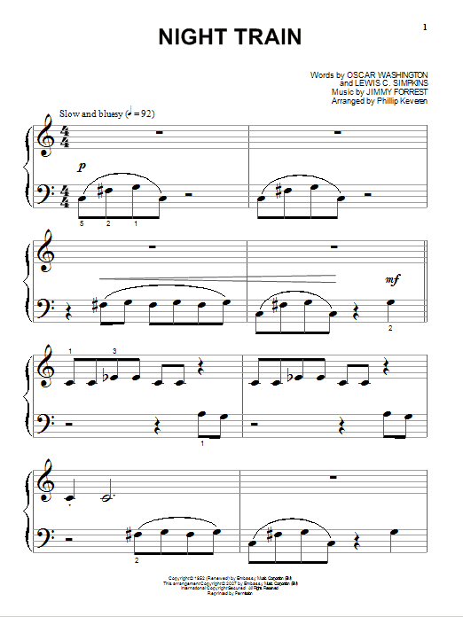 Jimmy Forrest Night Train Sheet Music Notes & Chords for Piano - Download or Print PDF