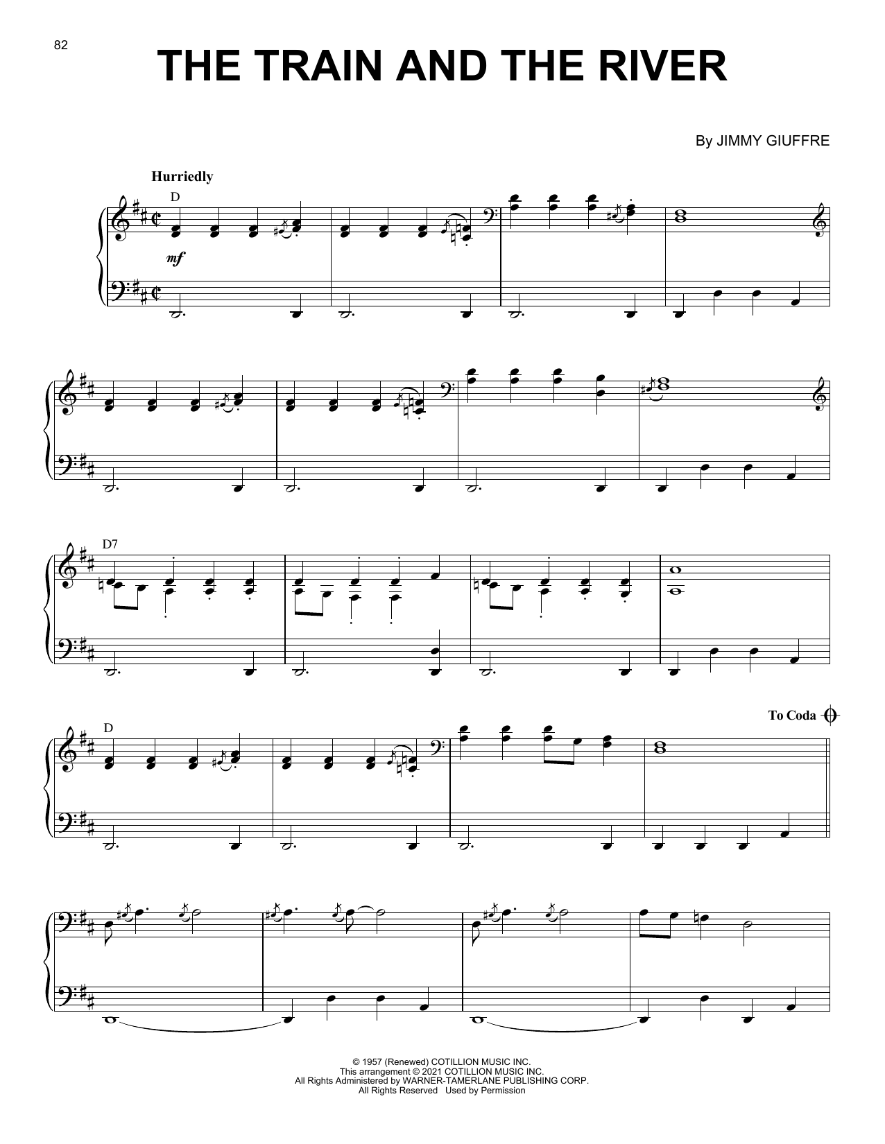 Jimmy Giuffre The Train And The River [Jazz version] (arr. Brent Edstrom) Sheet Music Notes & Chords for Piano Solo - Download or Print PDF