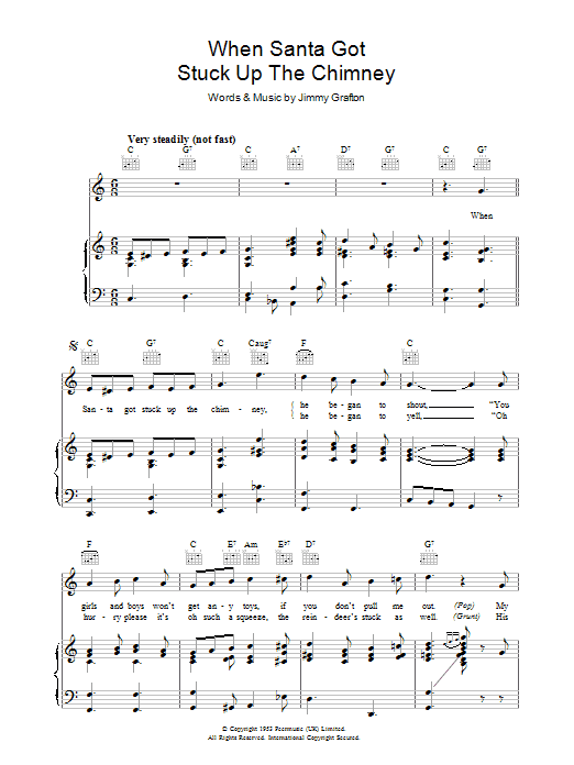 Jimmy Grafton When Santa Got Stuck Up The Chimney Sheet Music Notes & Chords for Piano, Vocal & Guitar (Right-Hand Melody) - Download or Print PDF