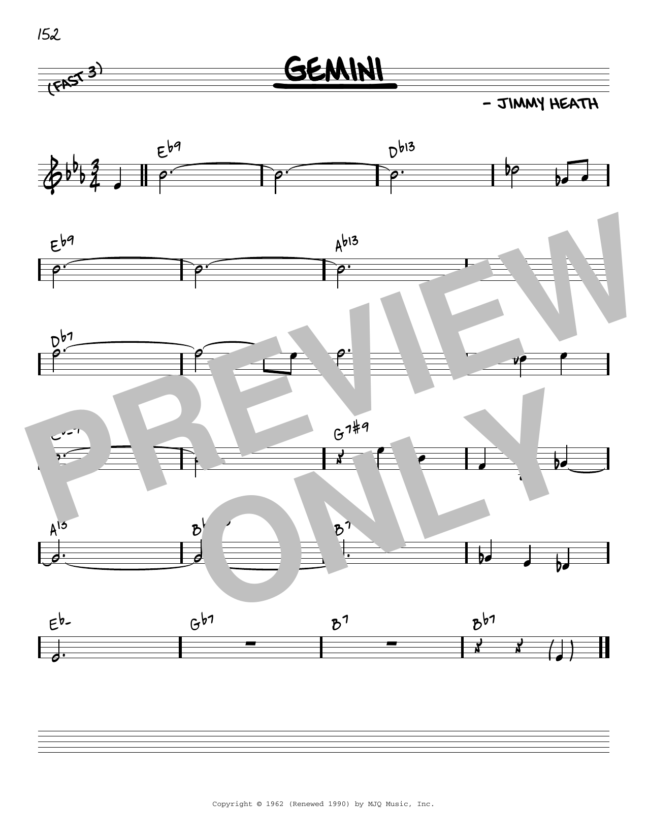 Jimmy Heath Gemini [Reharmonized version] (arr. Jack Grassel) Sheet Music Notes & Chords for Real Book – Melody & Chords - Download or Print PDF