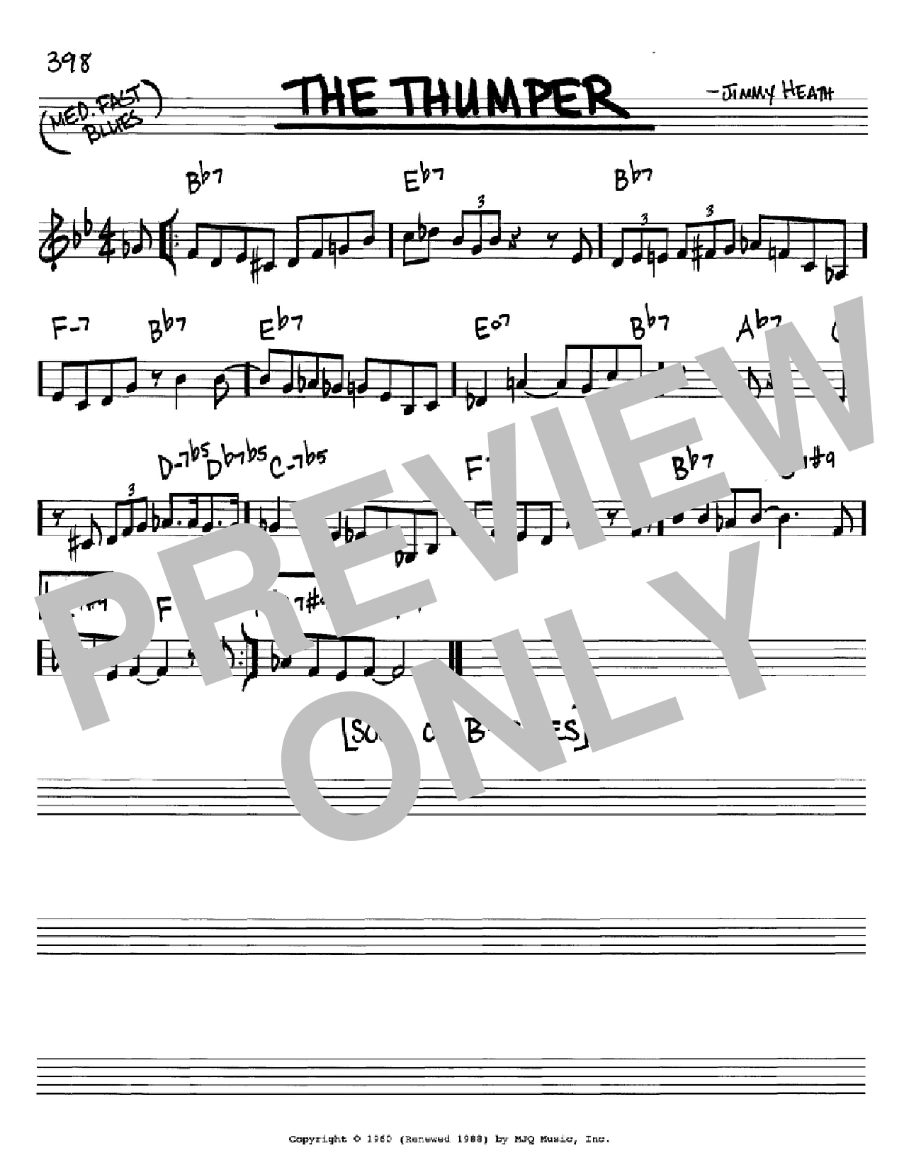 Jimmy Heath The Thumper Sheet Music Notes & Chords for Real Book - Melody & Chords - C Instruments - Download or Print PDF