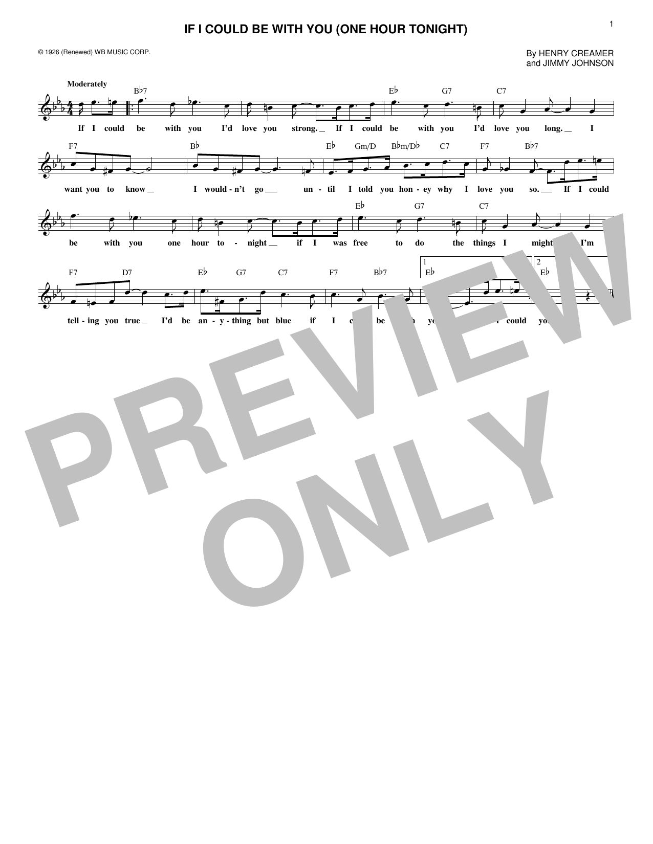Jimmy Johnson If I Could Be With You (One Hour Tonight) Sheet Music Notes & Chords for Real Book – Melody & Chords - Download or Print PDF