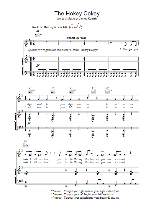 Jimmy Kennedy The Hokey Cokey Sheet Music Notes & Chords for Easy Piano - Download or Print PDF