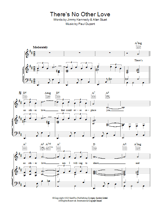 Jimmy Kennedy There's No Other Love Sheet Music Notes & Chords for Piano, Vocal & Guitar (Right-Hand Melody) - Download or Print PDF