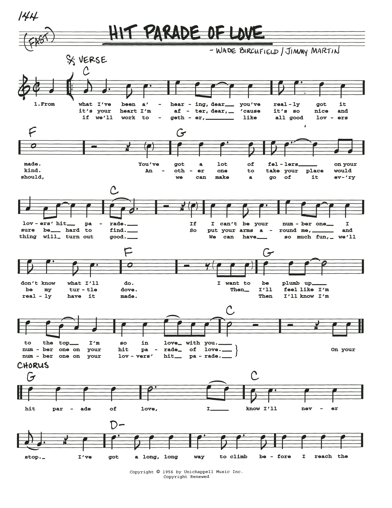 Jimmy Martin Hit Parade Of Love Sheet Music Notes & Chords for Real Book – Melody, Lyrics & Chords - Download or Print PDF