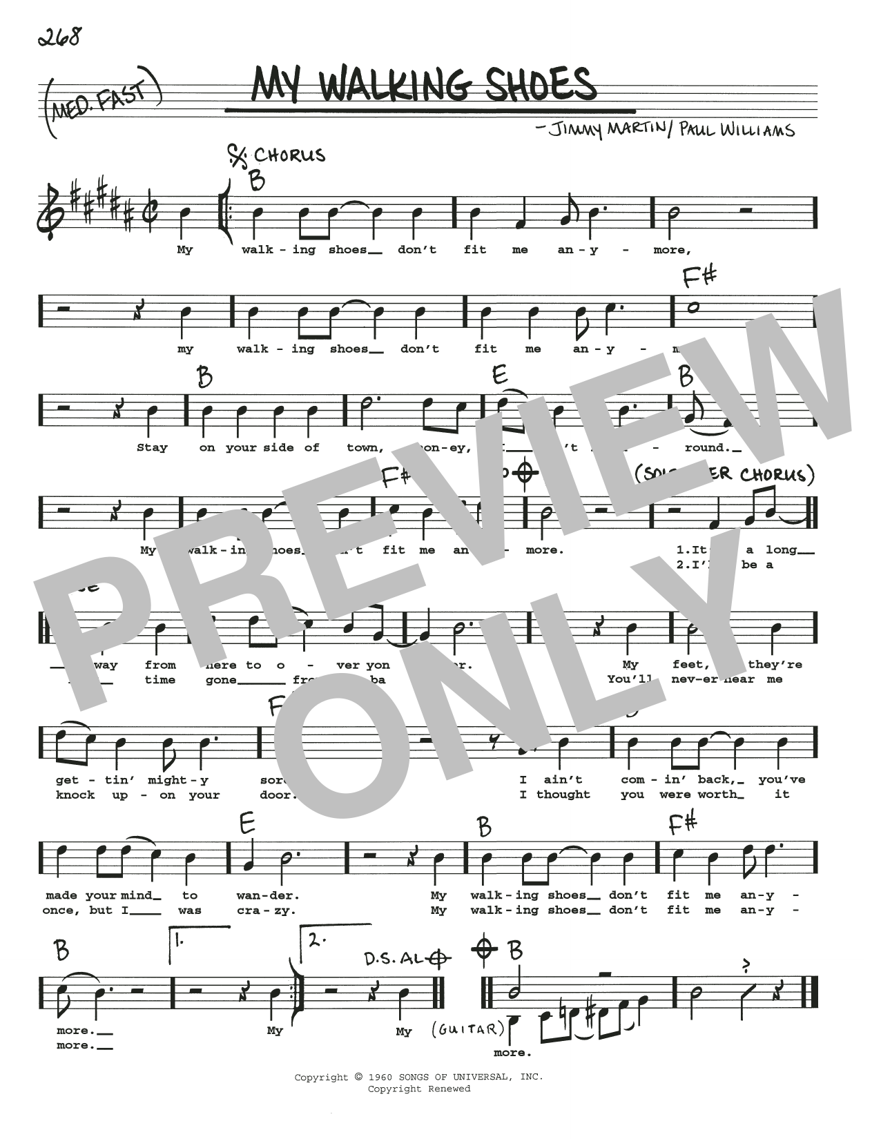 Jimmy Martin My Walking Shoes Sheet Music Notes & Chords for Real Book – Melody, Lyrics & Chords - Download or Print PDF