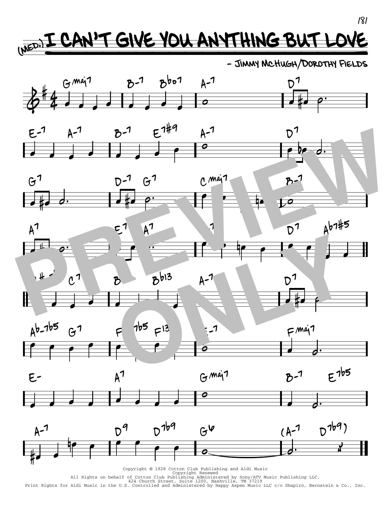 Jimmy McHugh and Dorothy Fields I Can't Give You Anything But Love [Reharmonized version] (arr. Jack Grassel) Sheet Music Notes & Chords for Real Book – Melody & Chords - Download or Print PDF