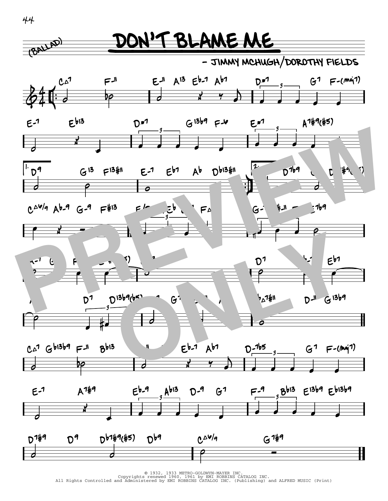 Jimmy McHugh Don't Blame Me (arr. David Hazeltine) Sheet Music Notes & Chords for Real Book – Enhanced Chords - Download or Print PDF