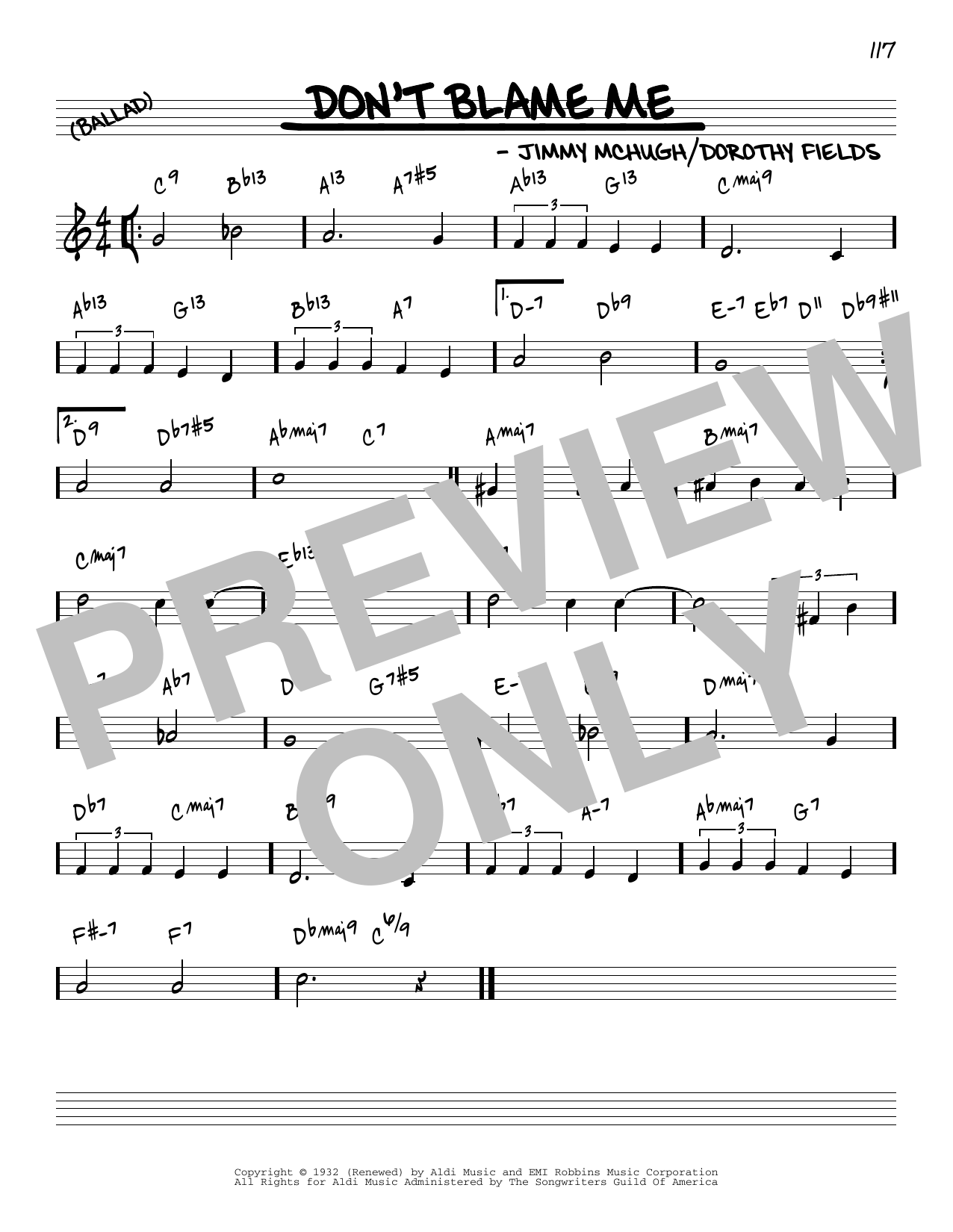 Jimmy McHugh Don't Blame Me [Reharmonized version] (arr. Jack Grassel) Sheet Music Notes & Chords for Real Book – Melody & Chords - Download or Print PDF