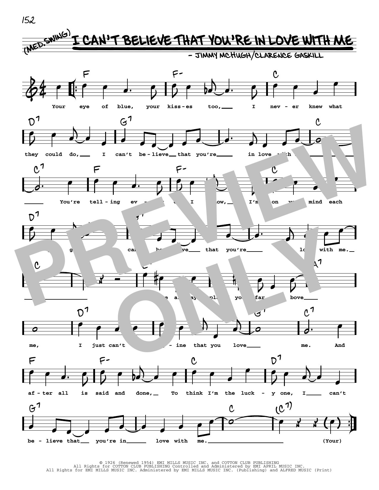Jimmy McHugh I Can't Believe That You're In Love With Me (arr. Robert Rawlins) Sheet Music Notes & Chords for Real Book – Melody, Lyrics & Chords - Download or Print PDF