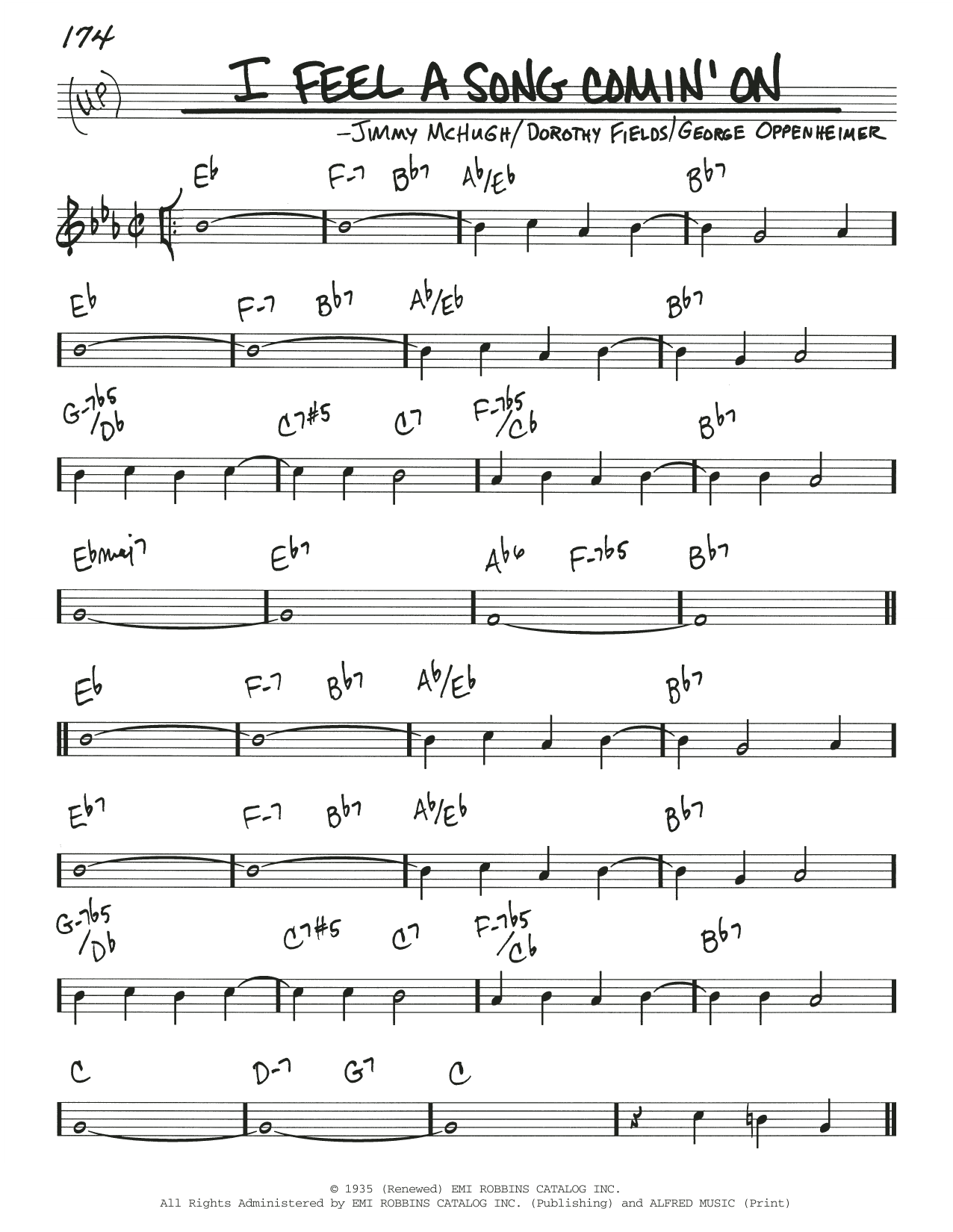 Jimmy McHugh I Feel A Song Comin' On Sheet Music Notes & Chords for Real Book – Melody & Chords - Download or Print PDF