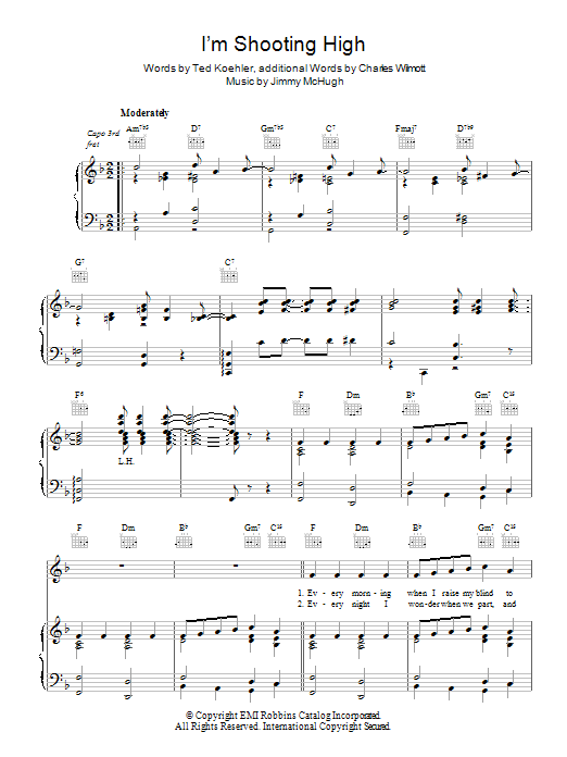 Jimmy McHugh I'm Shooting High Sheet Music Notes & Chords for Piano, Vocal & Guitar (Right-Hand Melody) - Download or Print PDF