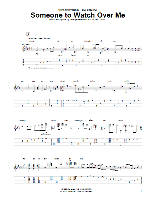 Jimmy Raney Someone To Watch Over Me Sheet Music Notes & Chords for Guitar Tab - Download or Print PDF