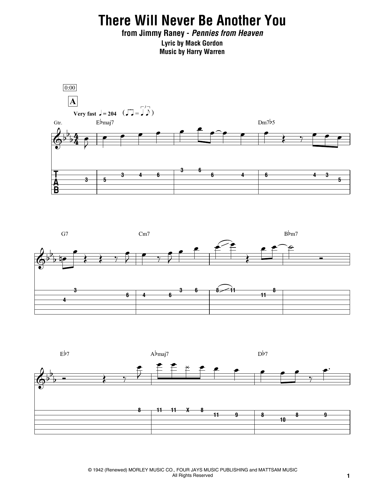Jimmy Raney There Will Never Be Another You Sheet Music Notes & Chords for Electric Guitar Transcription - Download or Print PDF
