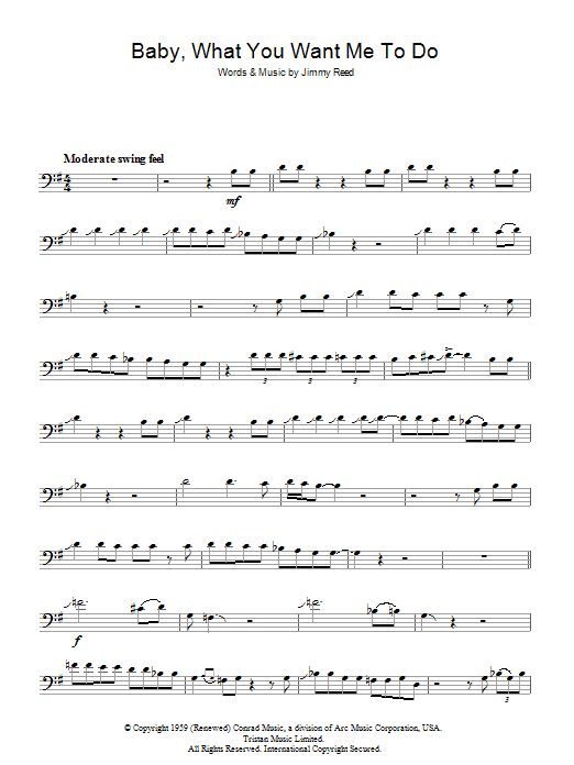 Jimmy Reed Baby, What You Want Me To Do Sheet Music Notes & Chords for Trombone - Download or Print PDF