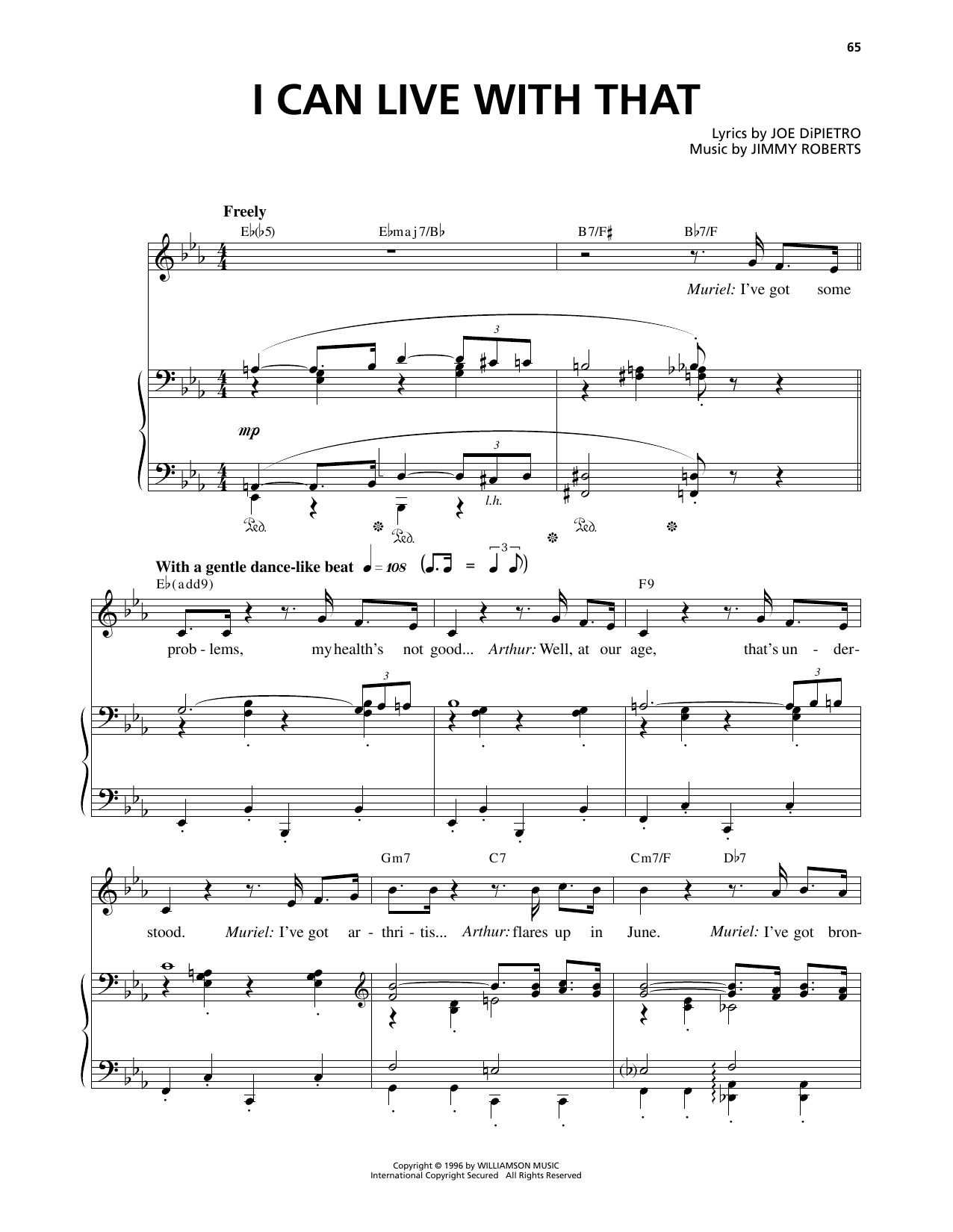 Jimmy Roberts I Can Live With That (from I Love You, You're Perfect, Now Change) Sheet Music Notes & Chords for Piano & Vocal - Download or Print PDF