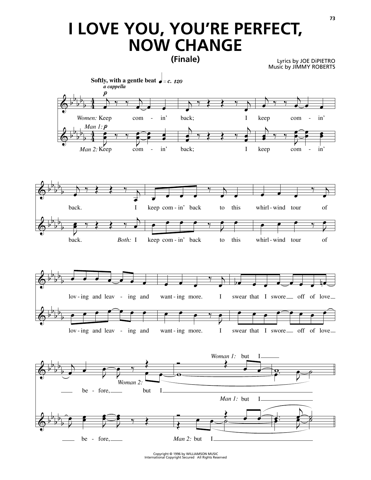 Jimmy Roberts I Love You, You're Perfect, Now Change (Finale) (from I Love You, You're Perfect, Now Change) Sheet Music Notes & Chords for Piano & Vocal - Download or Print PDF