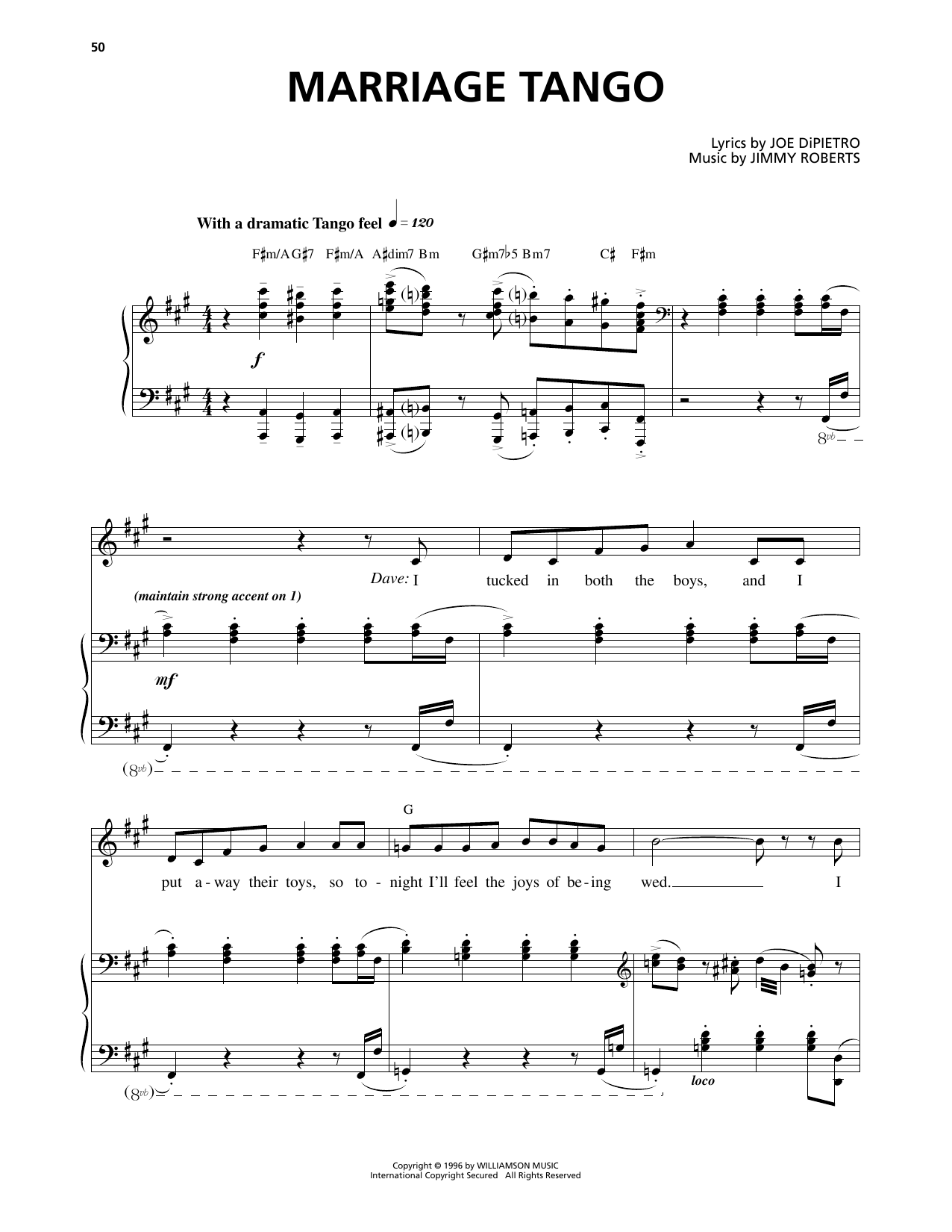 Jimmy Roberts Marriage Tango (from I Love You, You're Perfect, Now Change) Sheet Music Notes & Chords for Piano & Vocal - Download or Print PDF
