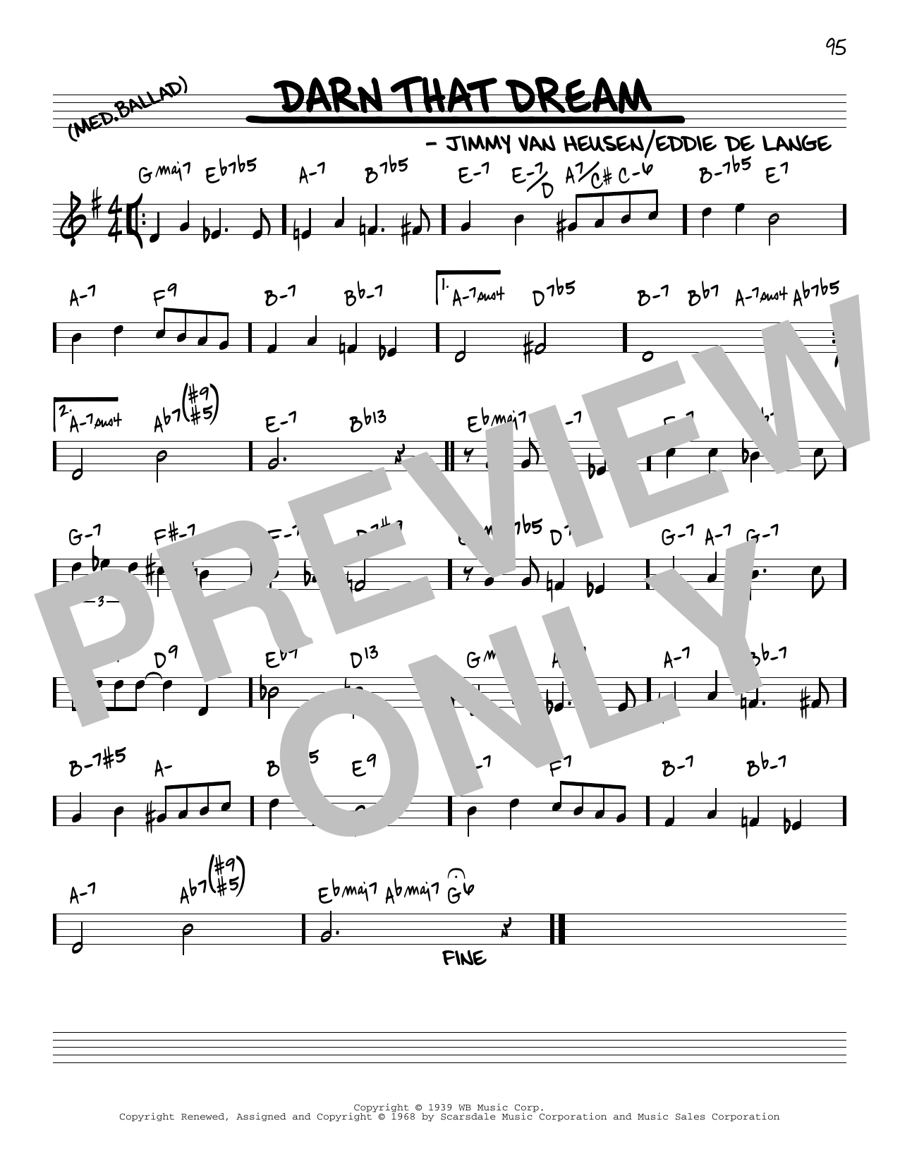 Jimmy Van Heusen Darn That Dream [Reharmonized version] (arr. Jack Grassel) Sheet Music Notes & Chords for Real Book – Melody & Chords - Download or Print PDF